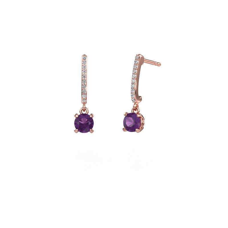 Pendants d'oreilles Tanja 1 585 or rose améthyste 5 mm
