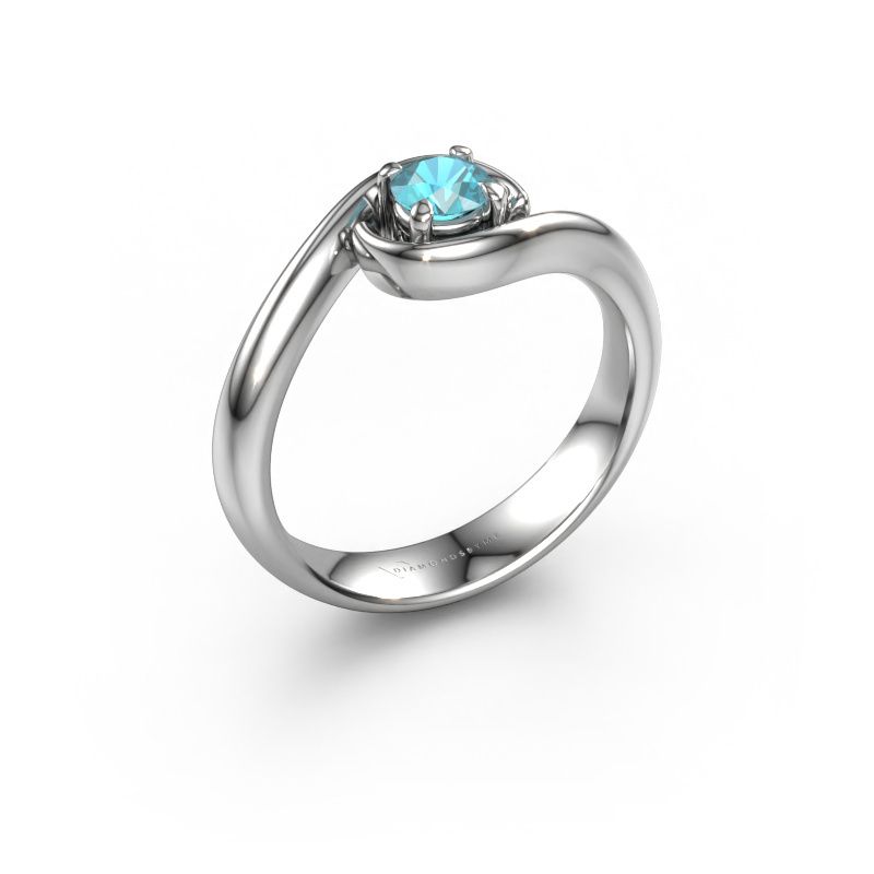 Verlovingsring Linn 950 platina blauw topaas 4.2 mm