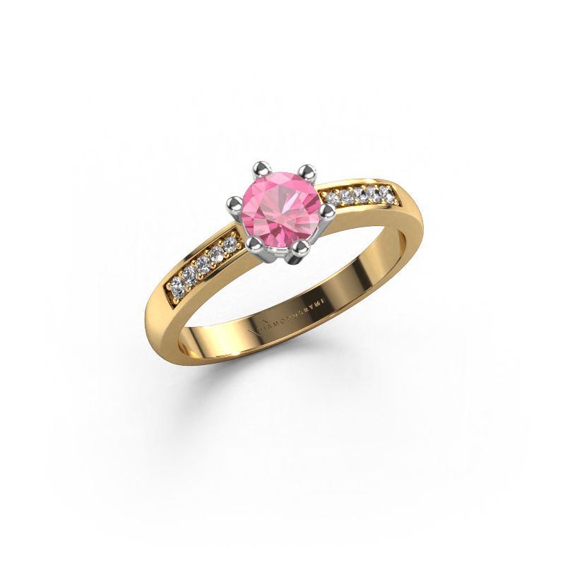 Engagement ring Luna 2 585 gold pink sapphire 5 mm