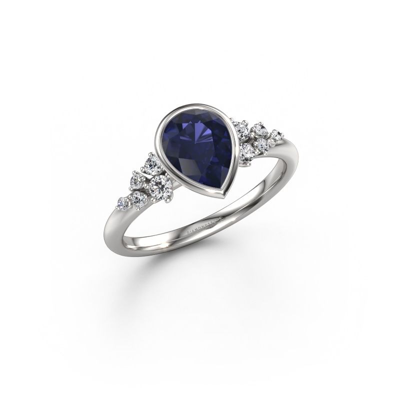 Verlovingsring Aliyah PER 950 platina saffier 8x6 mm