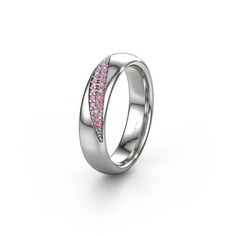 Wedding ring WH2025L 585 white gold pink sapphire ±5x2.2 mm