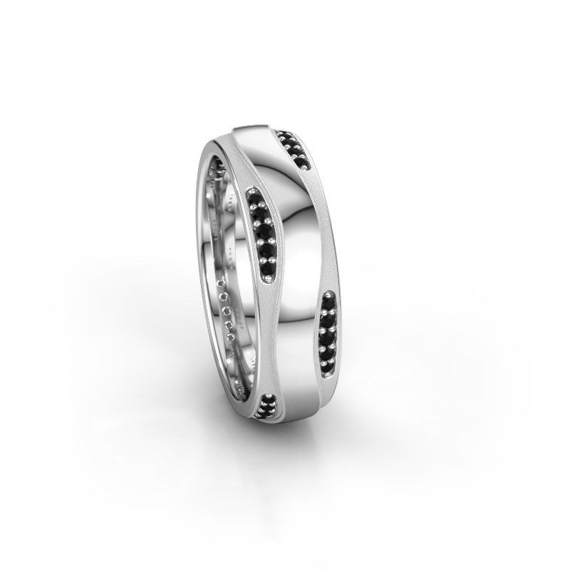Afbeelding van Trouwring WH2062L26BM 585 witgoud zwarte diamant ±6x2 mm