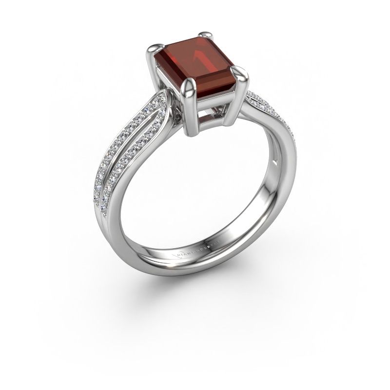 Verlobungsring Antonia eme 2 950 Platin Granat 8x6 mm