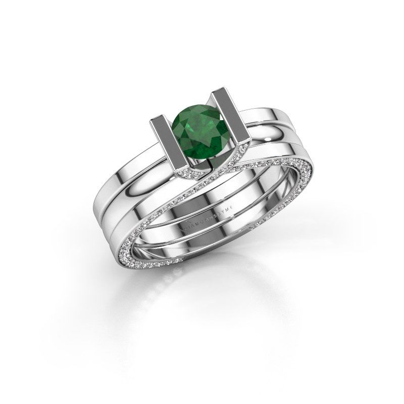 Image de Bague de fiançailles kenisha<br/>950 platine<br/>Emeraude 5 mm