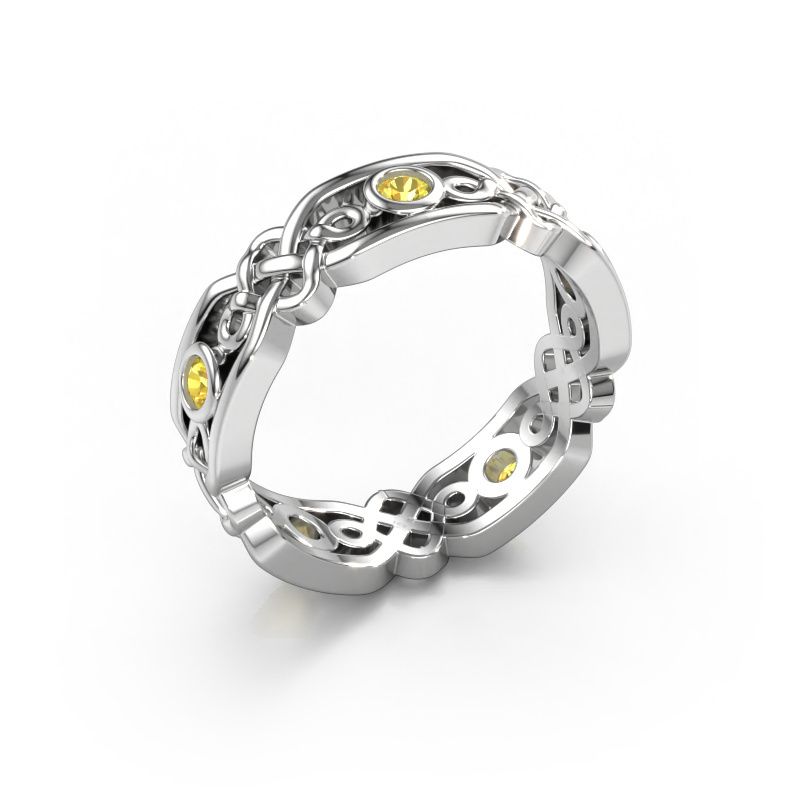 Wedding ring Rosa 585 white gold yellow sapphire ±5x2 mm
