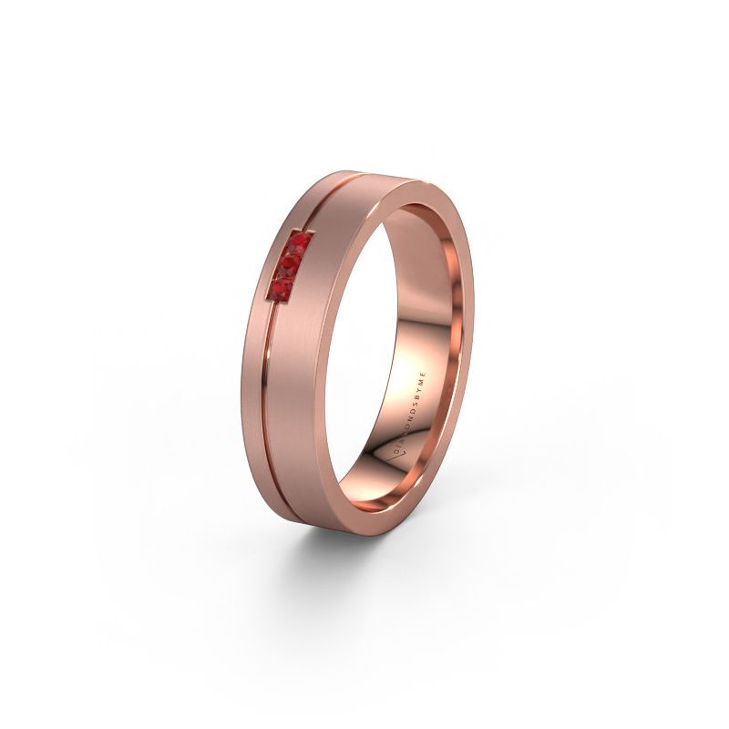 Wedding ring WH0156L14X 585 rose gold ruby ±4,5x1.4 mm
