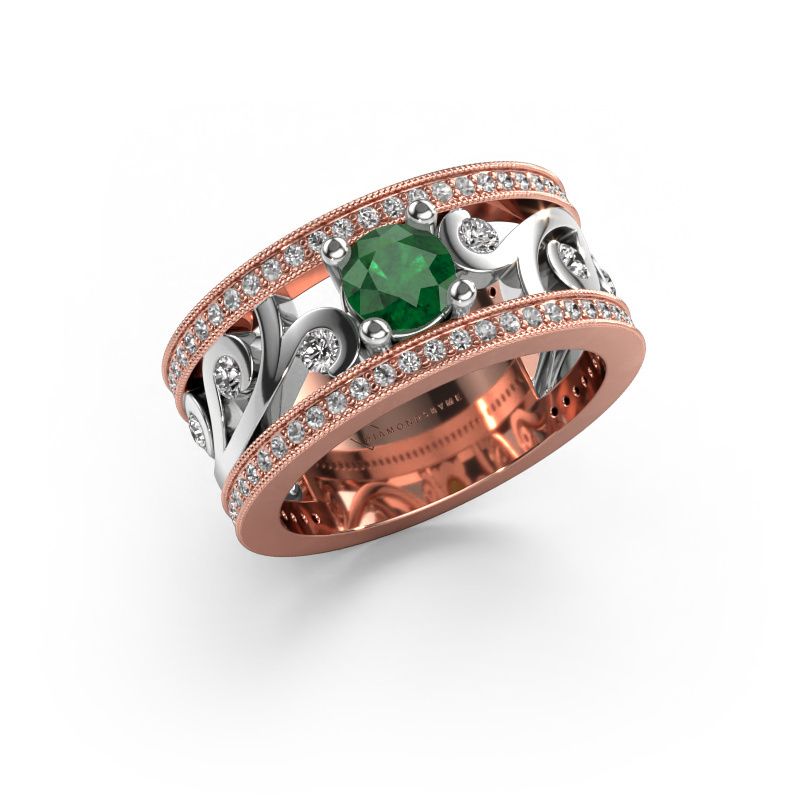 Ring Sanne 585 rosé goud smaragd 5 mm