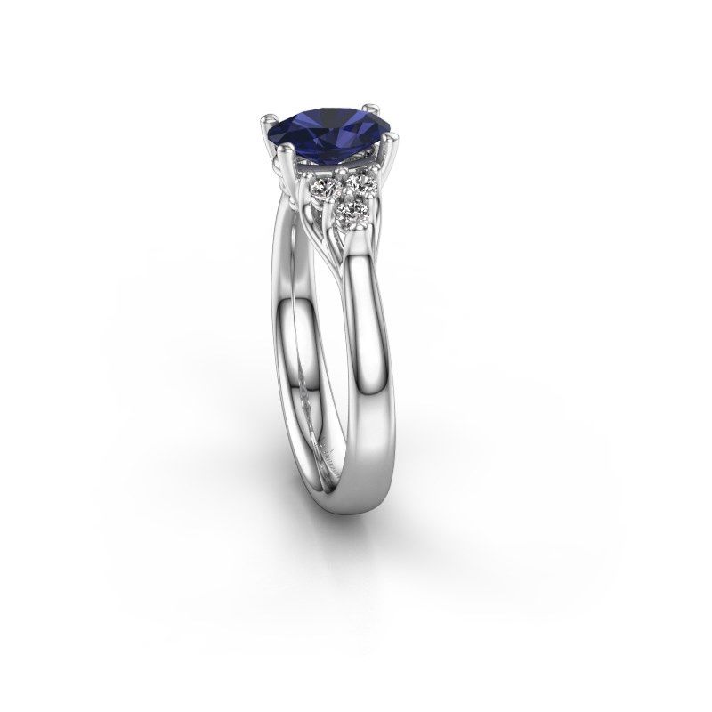 Afbeelding van Verlovingsring Monika OVL<br/>585 witgoud<br/>Saffier 7x5 mm