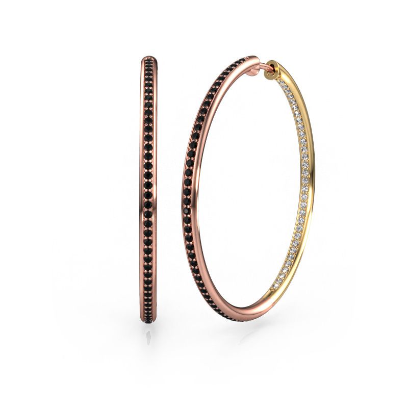 Hoop earrings Sina 35mm 585 rose gold black diamond 1.135 crt