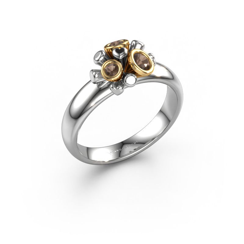 Bague Pameila 585 or blanc quartz fumé 2 mm