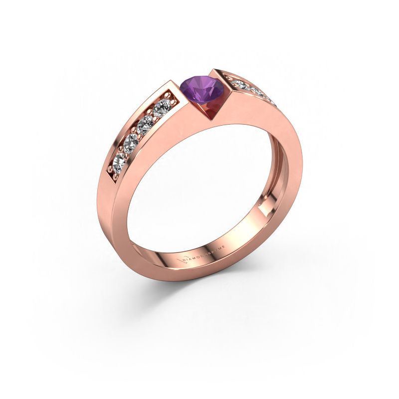 Verlobungsring Lizzy 2 585 Roségold Amethyst 4.2 mm