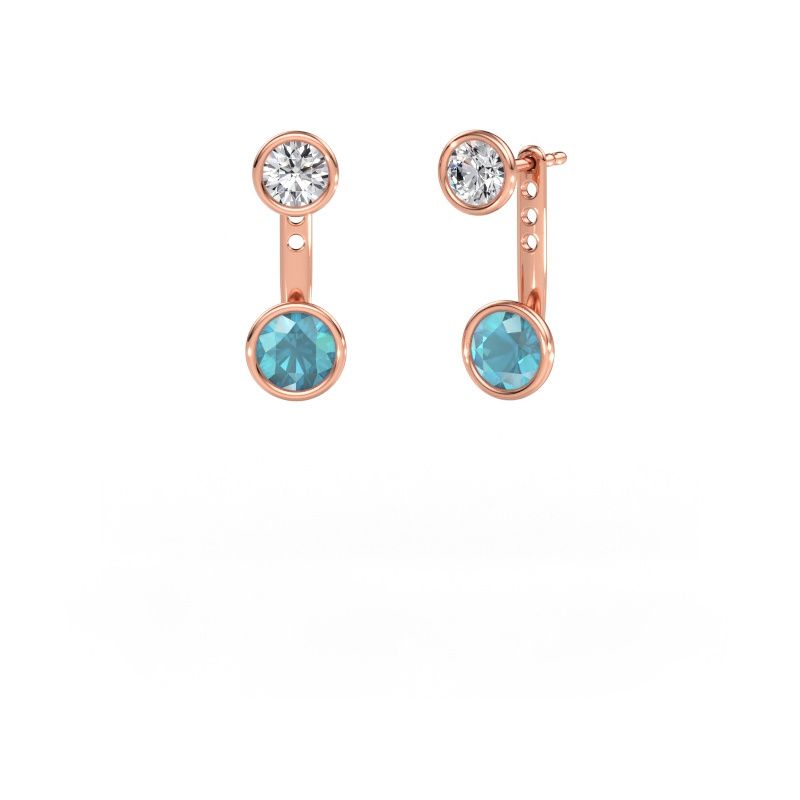 Ohrringe Halle 585 Roségold Blau Topas 6 mm