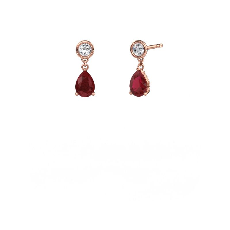Pendants d'oreilles Lacey PER 585 or rose rubis 7x5 mm