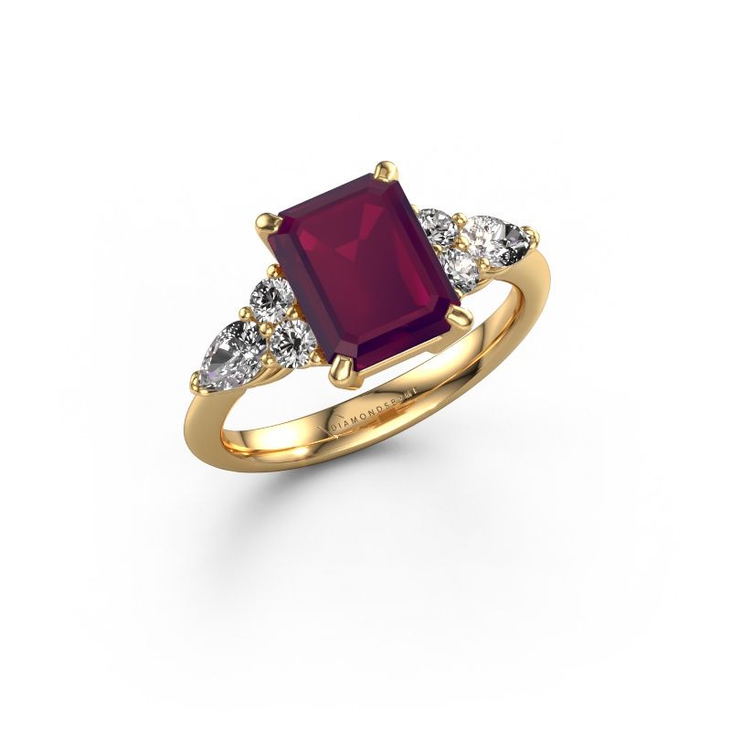 Promise ring Melani EME 585 goud rhodoliet 9x7 mm