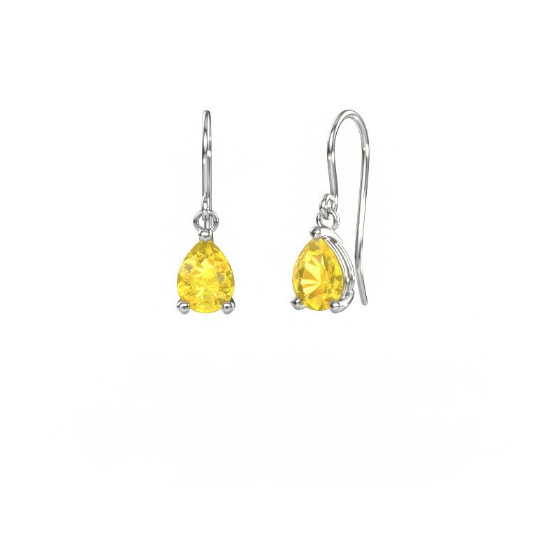 Pendants d'oreilles Laurie PER 1 950 platine saphir jaune 8x6 mm