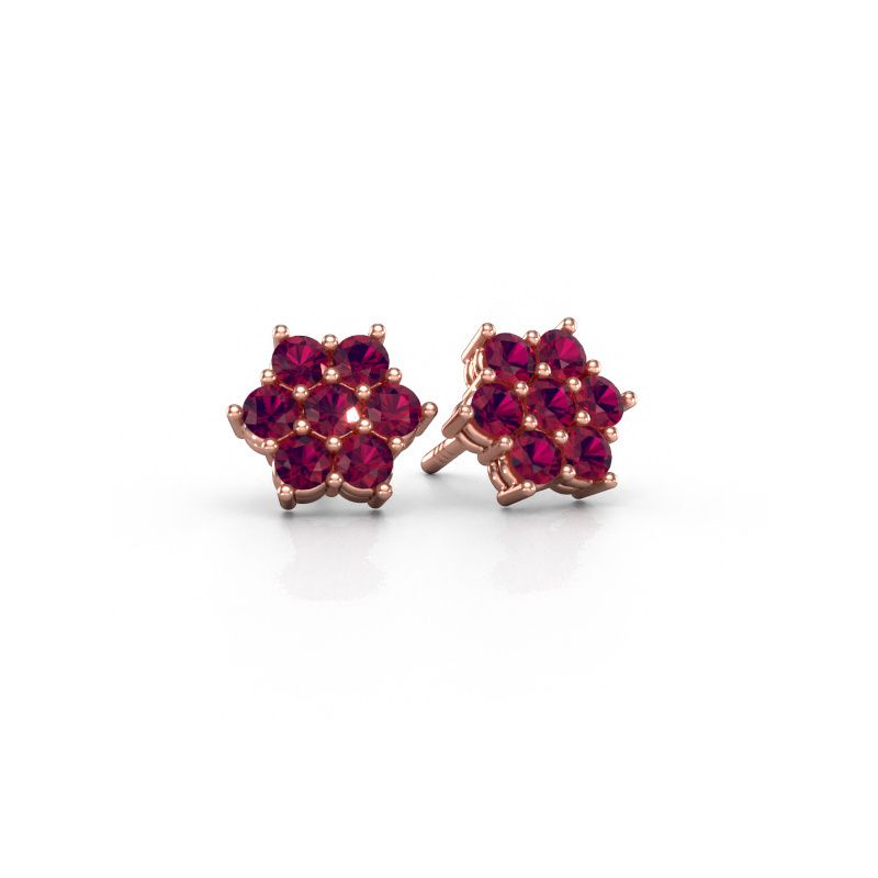 Stud earrings Bonita 585 rose gold rhodolite 2.4 mm