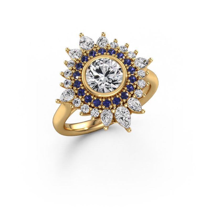 Bague de fiançailles Tianna 585 or jaune diamant synthétique 2.32 crt