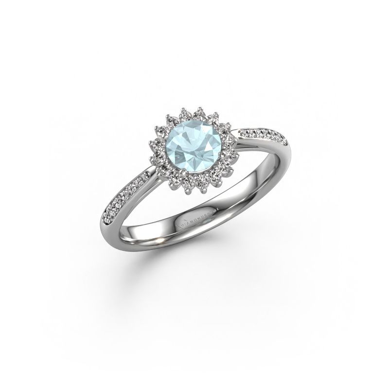 Engagement ring Tilly RND 2 585 white gold aquamarine 5 mm