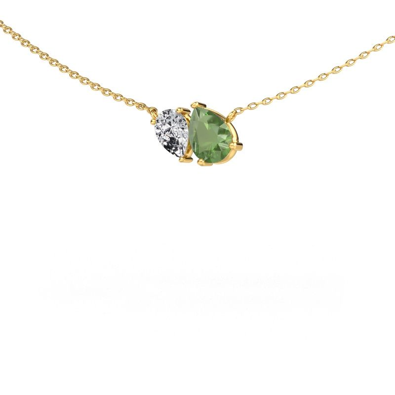 Pendant Toi et Moi PER PER 585 gold tourmaline green 8x6 mm