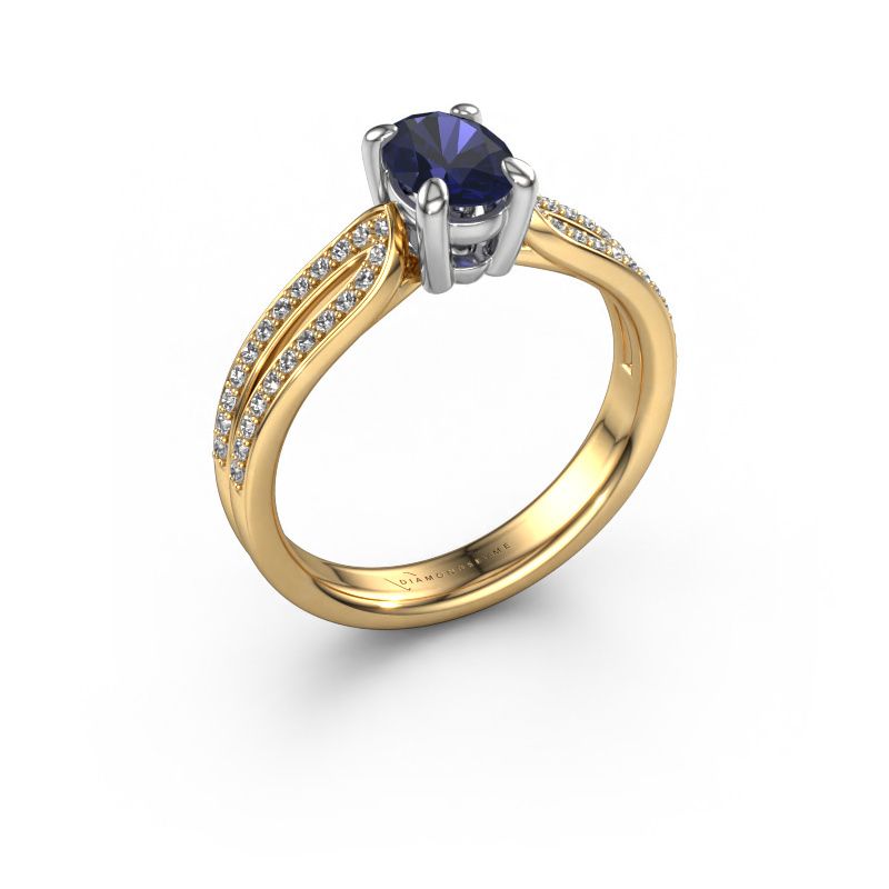 Verlobungsring Antonia ovl 2 585 Gold Saphir 7x5 mm