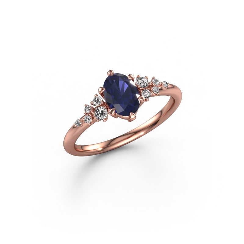 Ring Royce OVL 585 rosé goud saffier 7x5 mm