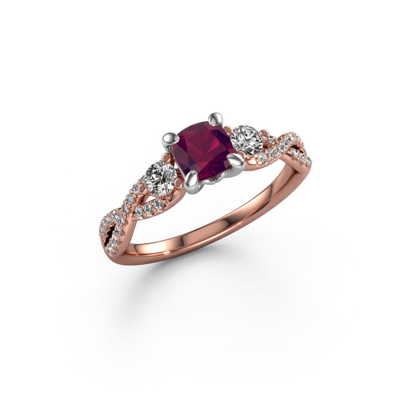 Image of Engagement Ring Marilou Cus<br/>585 rose gold<br/>Rhodolite 5 mm