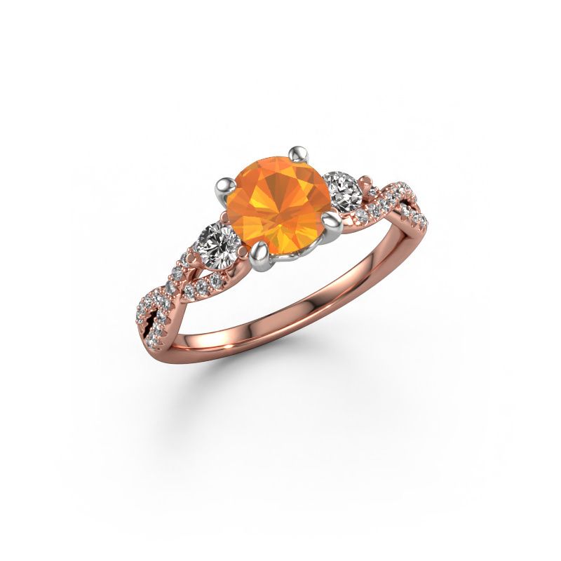 Engagement ring Marilou RND 585 rose gold citrin 6.5 mm