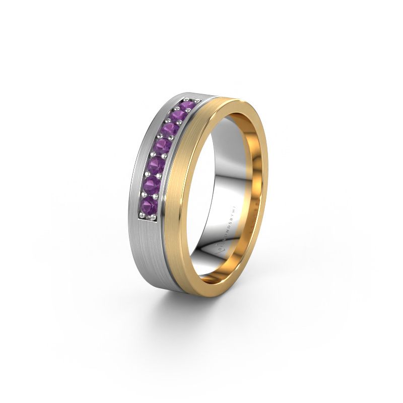 Wedding ring WH0312L16AM 585 white gold amethyst ±6x1.7 mm