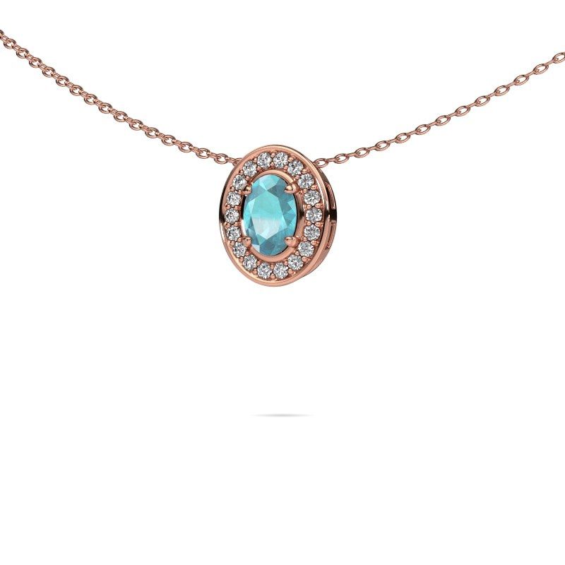 Kette Madelon 585 Roségold Blau Topas 6x4 mm