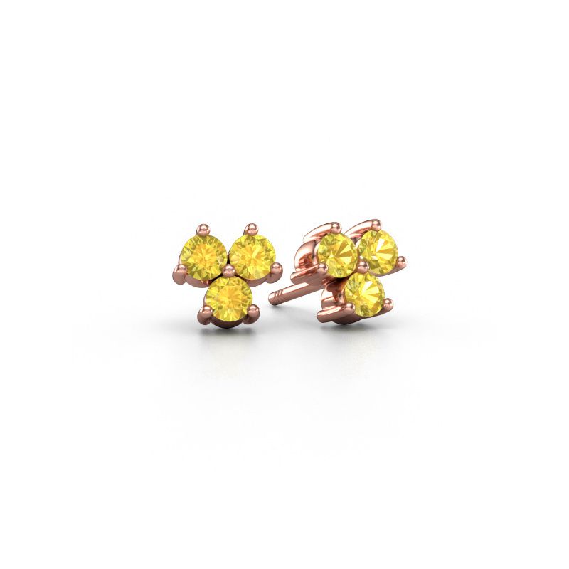 Clous d'oreilles Shirlee 585 or rose saphir jaune 3 mm