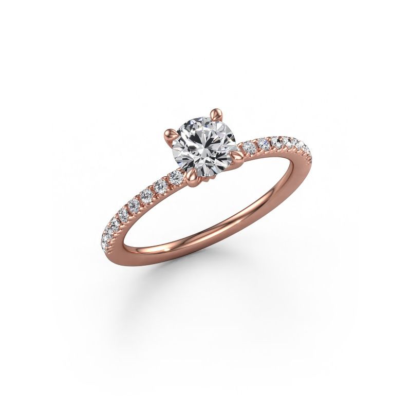 Bague de fiançailles Crystal RND 2 585 or rose diamant synthétique 0.78 crt