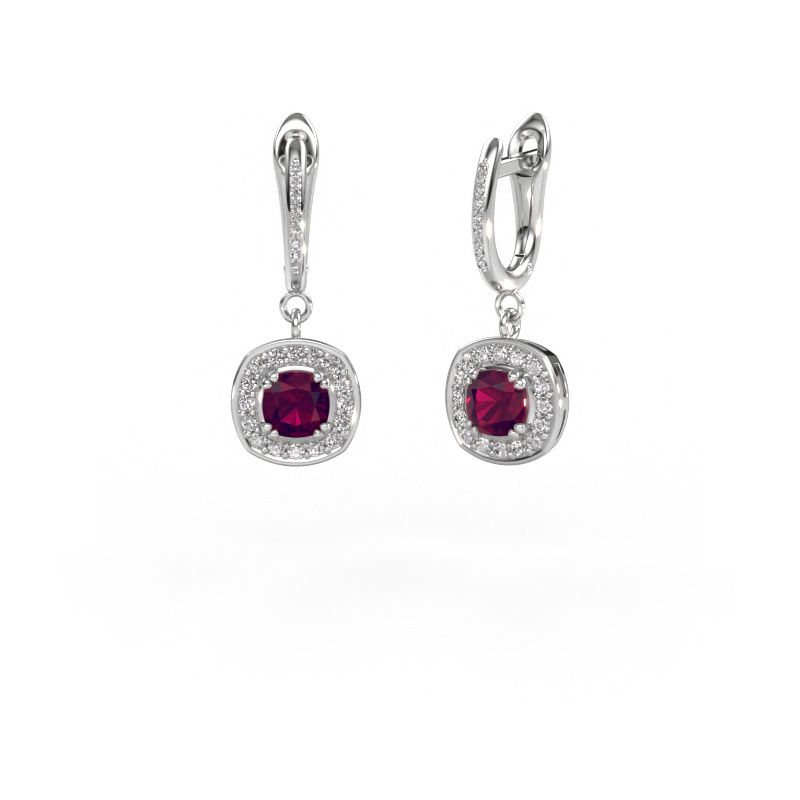 Drop earrings Marlotte 2 950 platinum rhodolite 5 mm