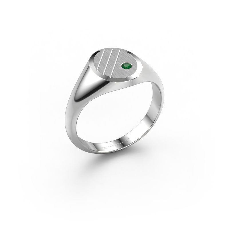 Bague pinky Wesley 1 950 platine emeraude 2 mm