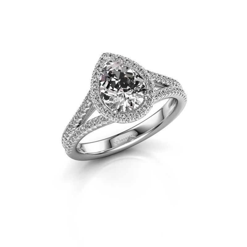 Afbeelding van Verlovingsring verla pear 2<br/>585 witgoud<br/>Diamant 0.78 crt