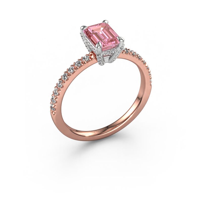 Engagement ring Saskia EME 1 585 rose gold pink lab grown diamond 7x5 mm