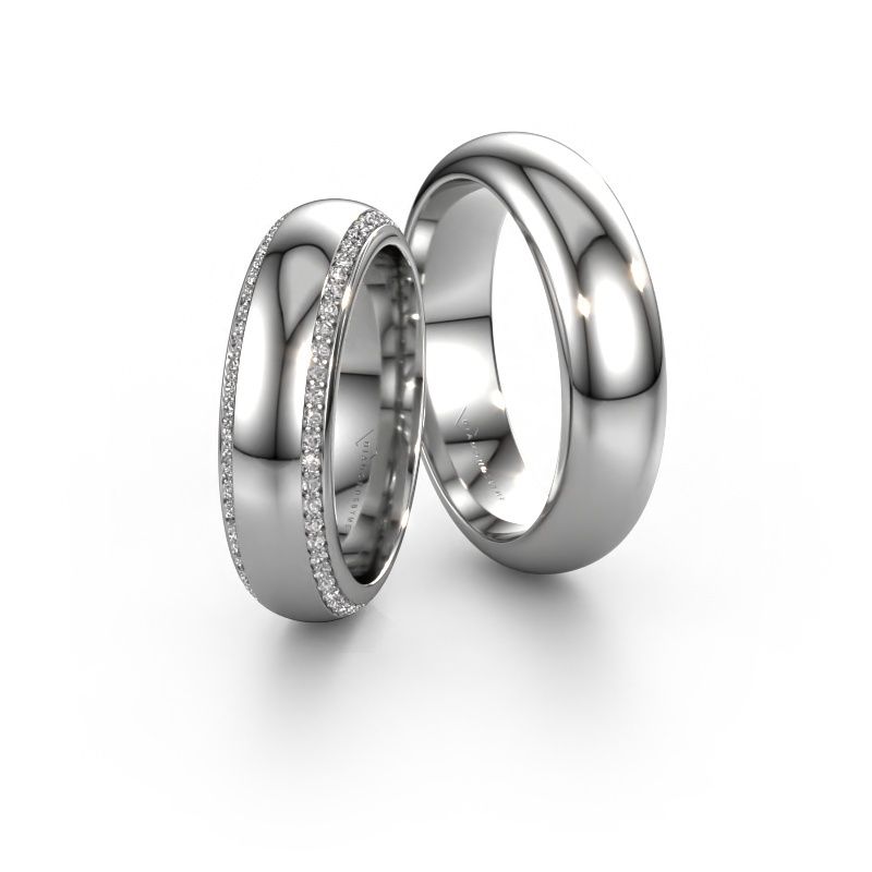 Wedding rings set WH6132LM36C ±6x2.2 mm 14 Carat white gold diamond 0.005 crt