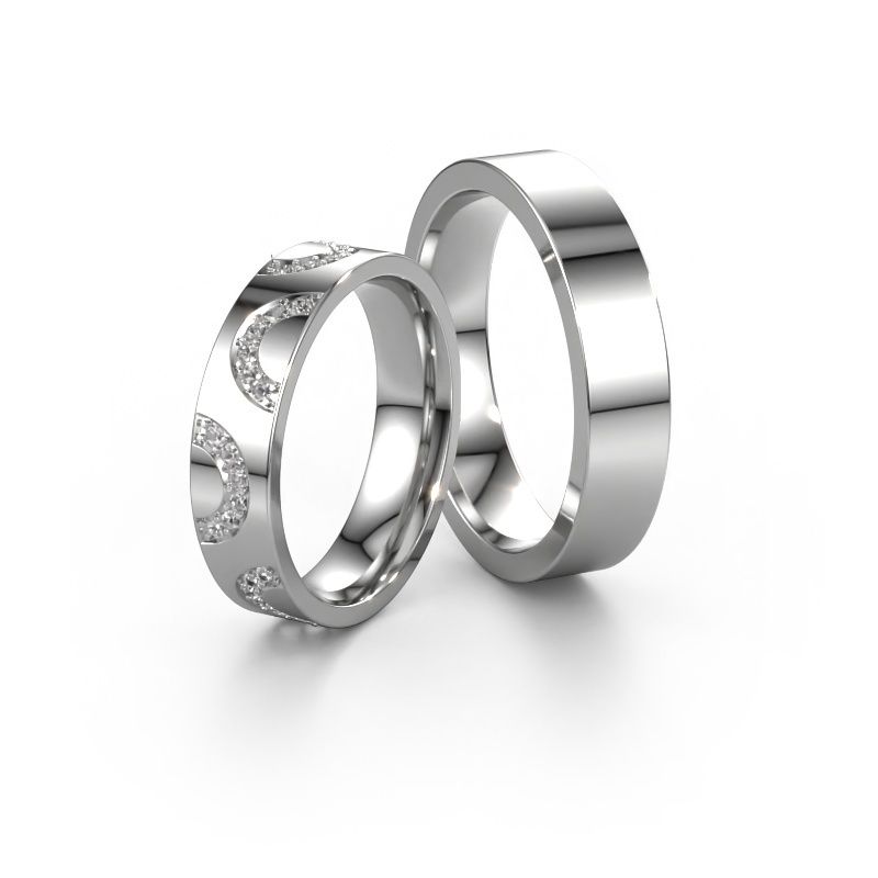 Eheringe set WH0136LM15BP ±5x2 mm 14 Karat Weißgold Diamant 0.007 crt