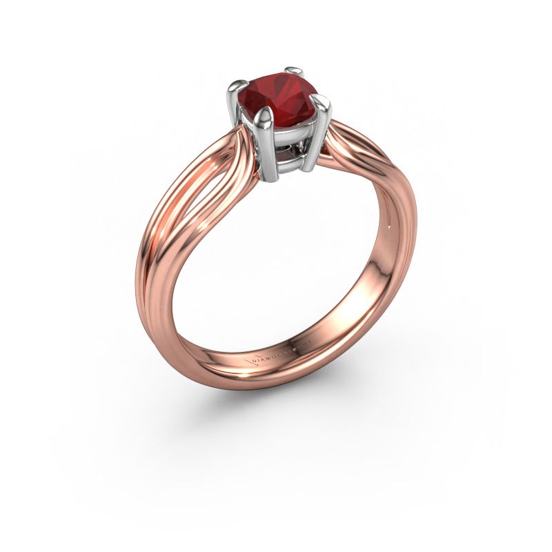 Engagement ring Antonia cus 1 585 rose gold ruby 5 mm