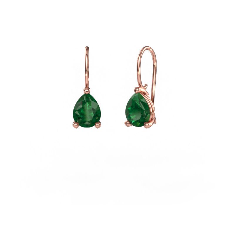 Pendants d'oreilles Cleo PER 585 or rose emeraude 8x6 mm