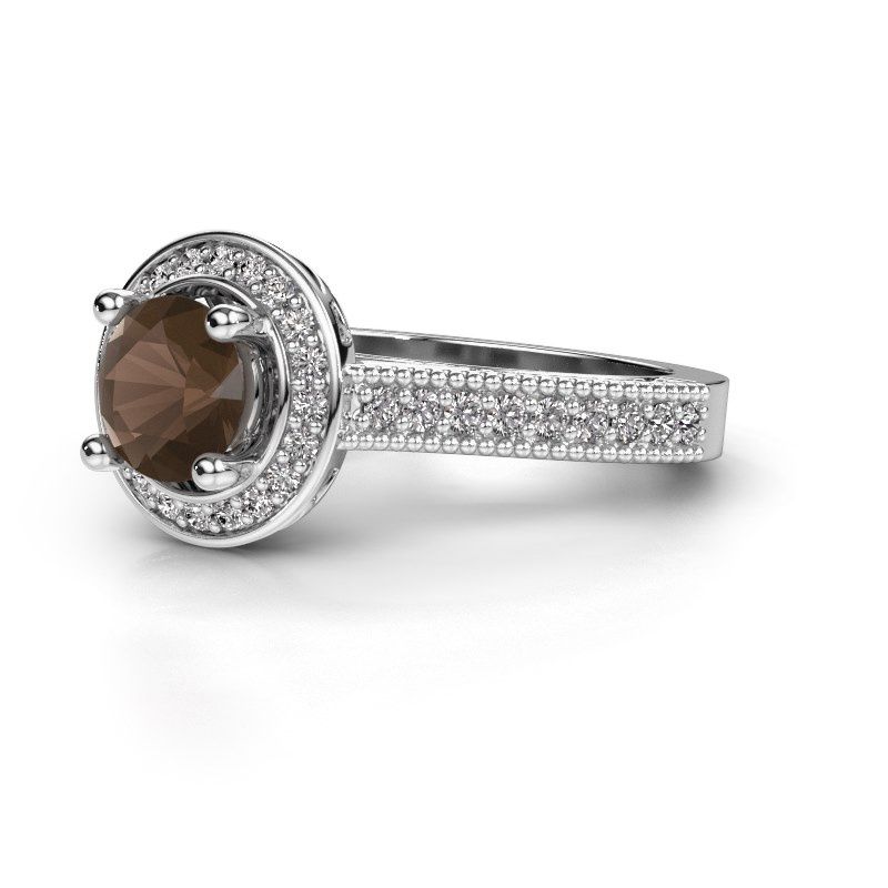Afbeelding van Verlovingsring Joelle<br/>585 witgoud<br/>Rookkwarts 6.5 mm