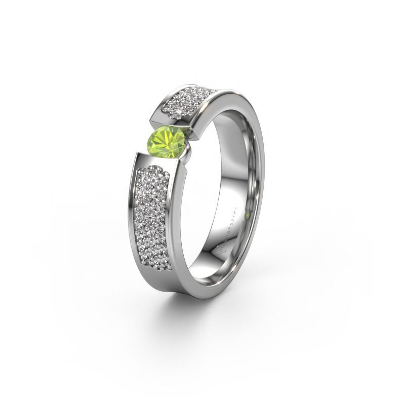 Wedding ring WH2100L 950 platinum peridot ±5x3 mm