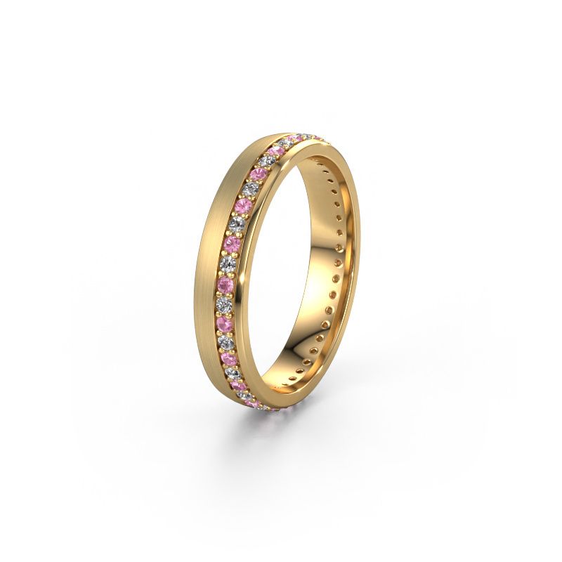Wedding ring WH0303L24AM 585 gold pink sapphire ±4x1.7 mm
