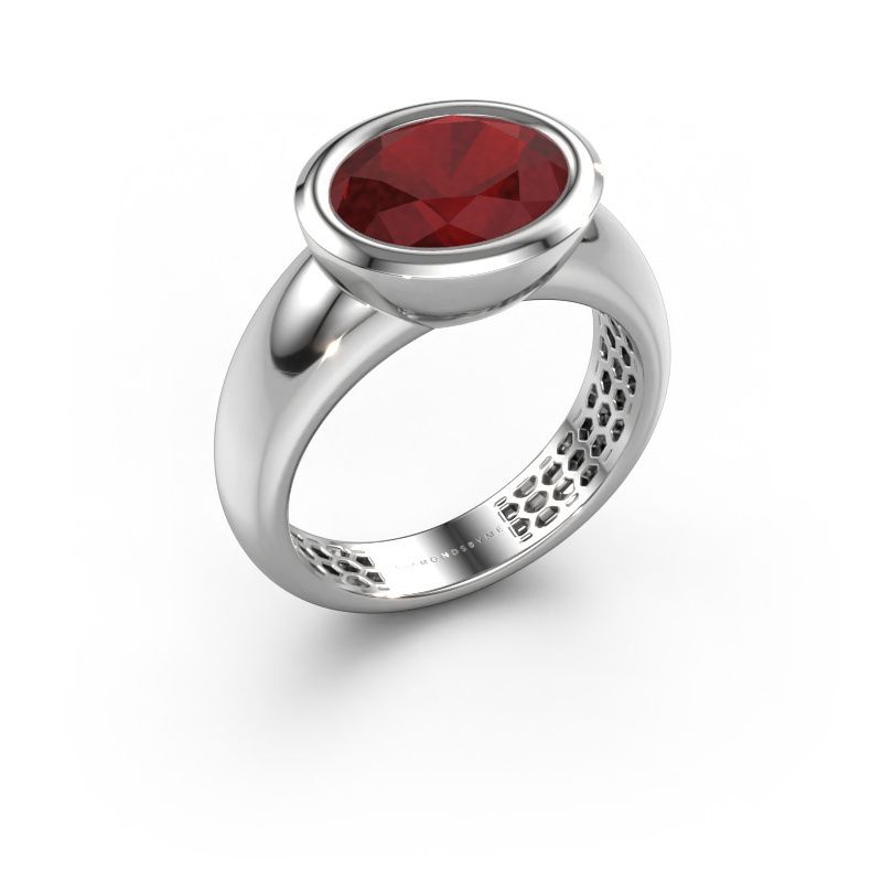 Bague Evelyne 585 or blanc rubis 10x8 mm