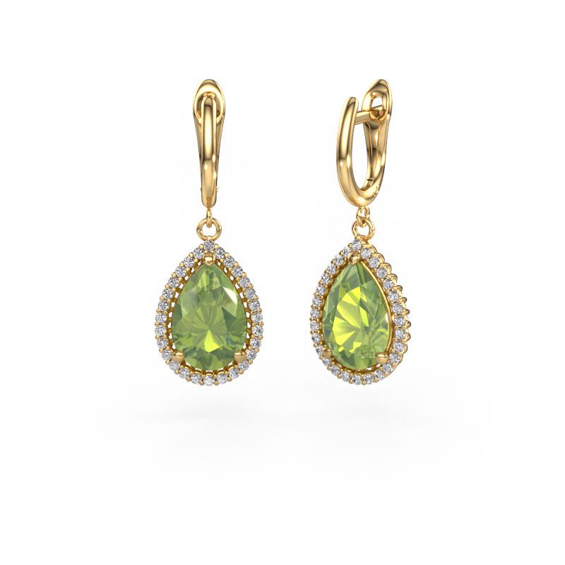 Drop earrings Tilly per 3 585 gold peridot 12x8 mm