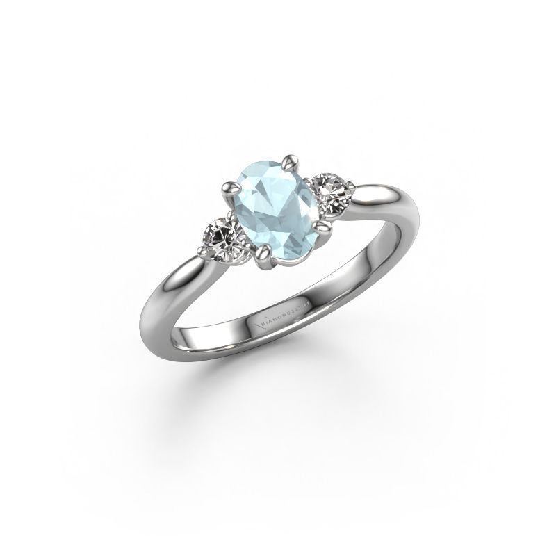 Engagement ring Lieselot OVL 950 platinum aquamarine 7x5 mm