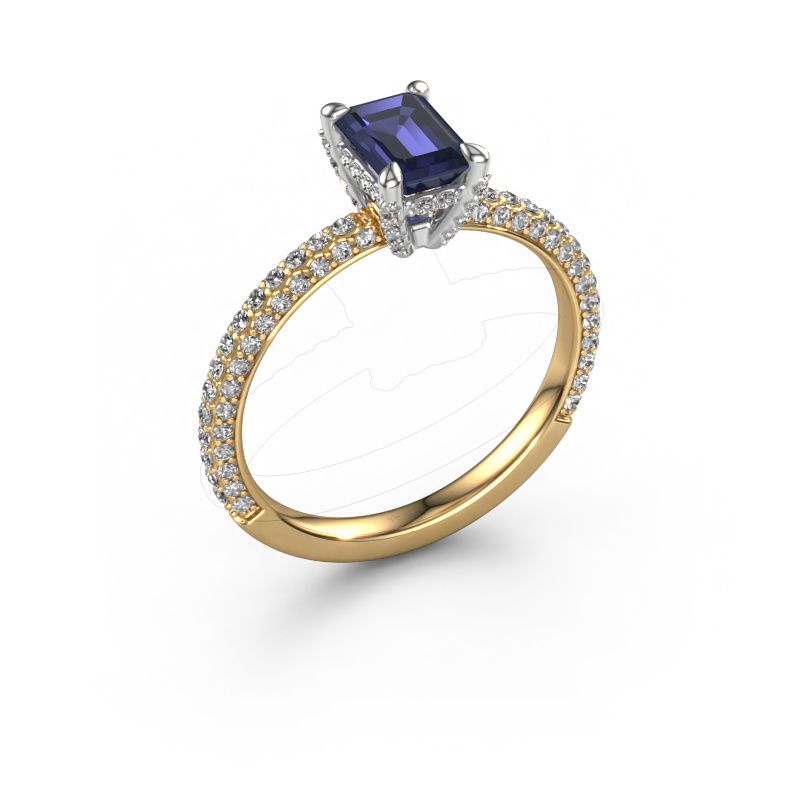Bague de fiançailles Saskia EME 2 585 or jaune saphir 6.5x4.5 mm
