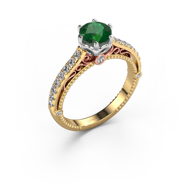 Engagement ring Venita 585 gold emerald 6.5 mm