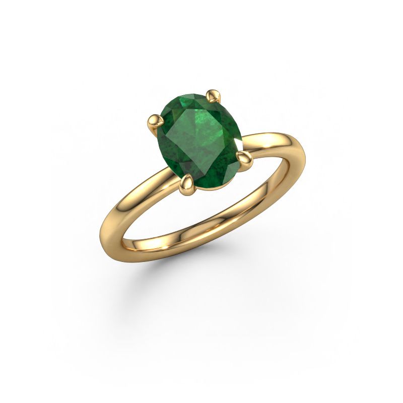 Engagement ring Simone OVL 1 585 gold emerald 9x7 mm