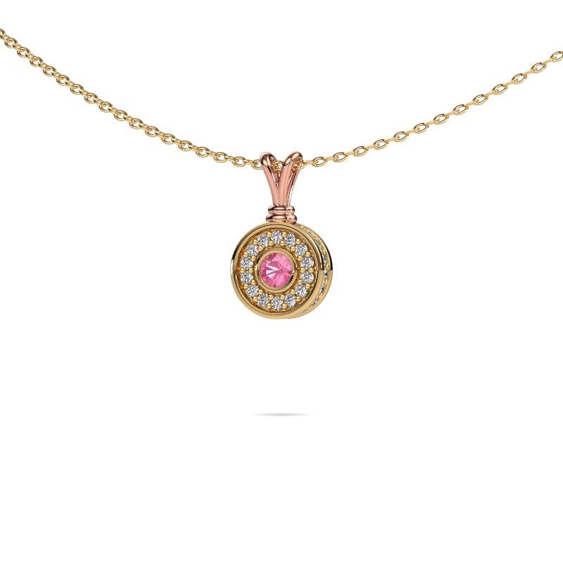 Pendentif Roos 585 or rose saphir rose 3 mm