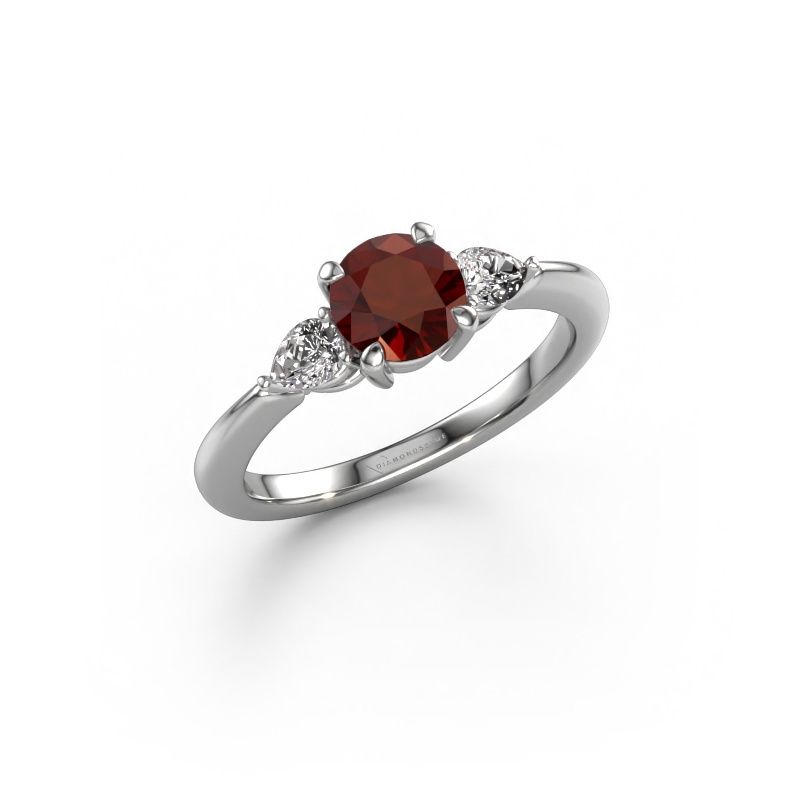 Verlovingsring Chanou RND 950 platina granaat 6 mm
